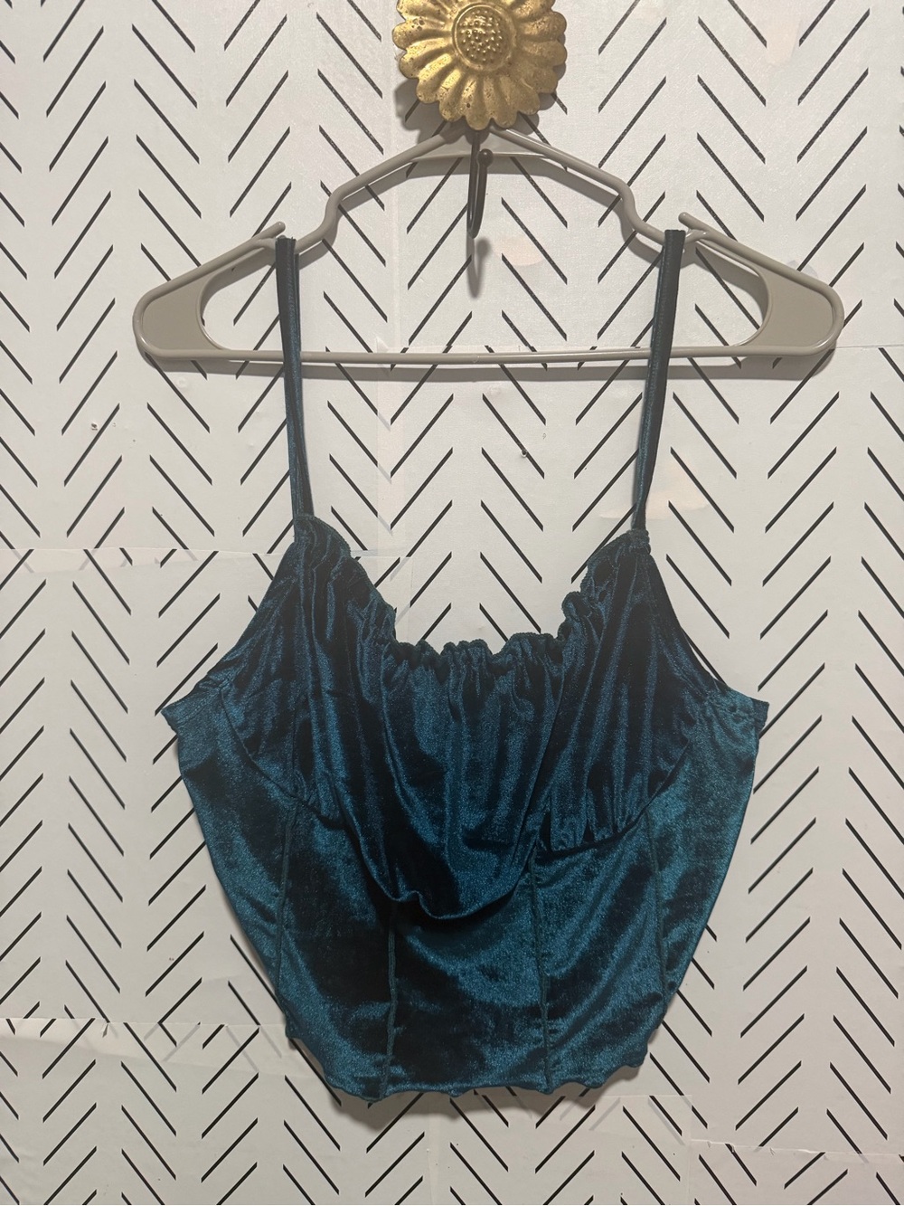 SHEIN Teal Satin Cowl Neck Camisole Top